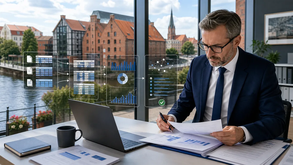 A treasurer analyzing Bydgoszcz financial data with an auditable AI system