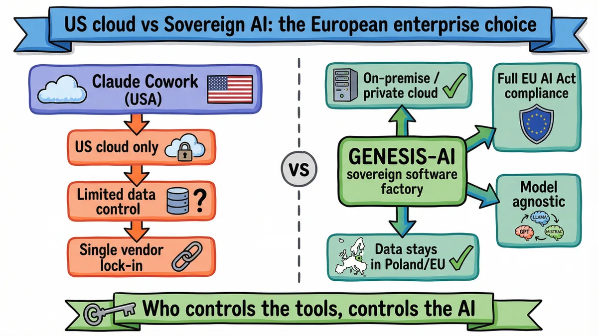 Claude Cowork kontra Genesis-AI: europejskie firmy potrzebują suwerennej fabryki oprogramowania