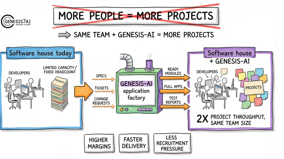 How to double project throughput without expanding your team: the software house + GENESIS-AI collaboration model